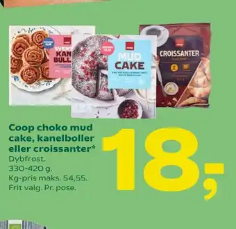 Coop 365 Coop choko mud cake, kanelboller eller croissanter tilbud