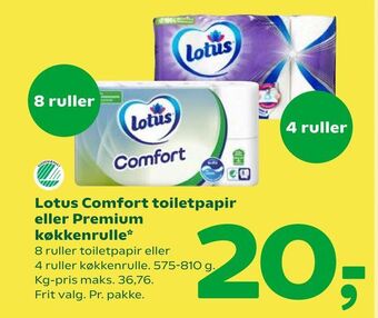 Coop 365 Lotus Comfort toiletpapir eller Premium køkkenrulle tilbud