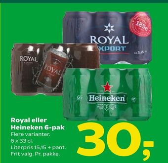 Coop 365 Royal eller Heineken 6-pak tilbud
