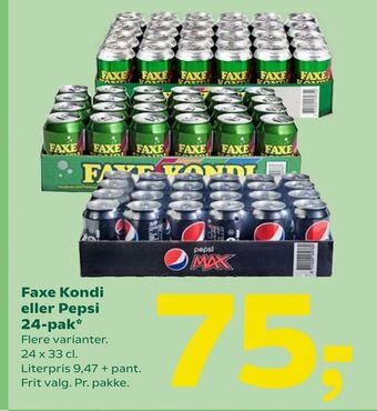 Coop 365 Faxe Kondi eller Pepsi 24-pak tilbud