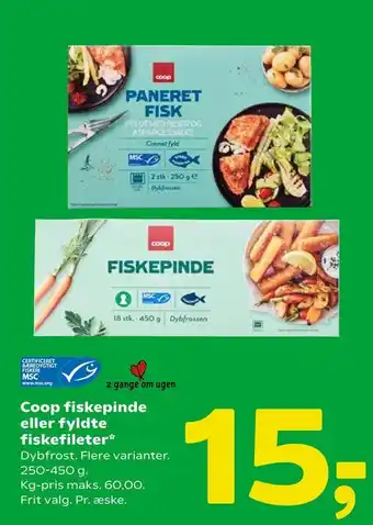 Coop 365 Coop fiskepinde eller fyldte fiskefileter tilbud