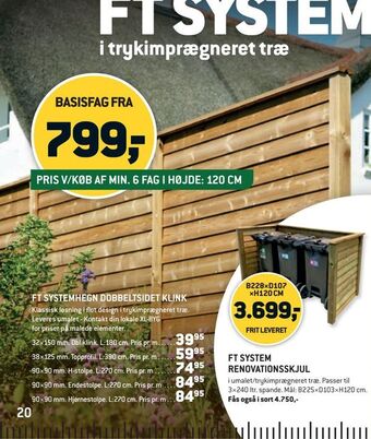 XL-BYG Ft systemhegn dobbeltsidet klink tilbud