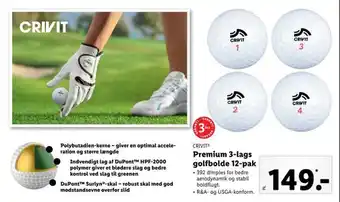 Premium 3-lags golfbolde 12-pak
