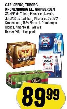 Løvbjerg Carlsberg, Tuborg, Kronenbourg el. Grimbergen tilbud