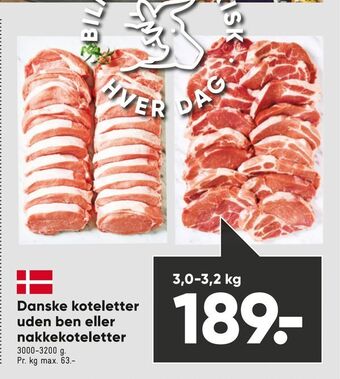 Bilka Danske koteletter uden ben eller nakkekoteletter tilbud