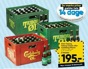 Bilka Grøn Tuborg, Tuborg Classic eller Carlsberg Pilsner tilbud