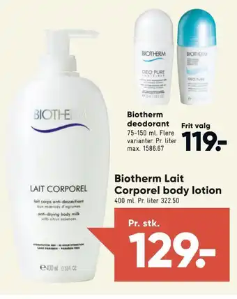 Bilka Biotherm Lait Corporel body lotion tilbud
