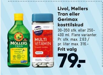 Bilka Livol, Møllers Tran eller Gerimax kosttilskud tilbud