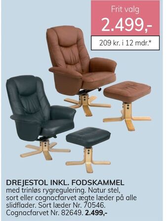 Daells Bolighus Drejestol inkl. fodskammel tilbud