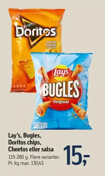 Føtex Lay's, Bugles, Doritos chips, Cheetos eller salsa tilbud