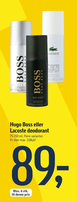 Føtex Hugo Boss eller Lacoste deodorant tilbud