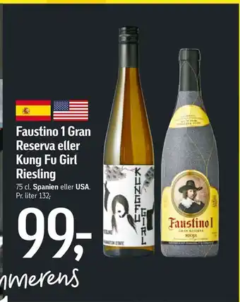 Føtex Faustino 1 Gran Reserva eller Kung Fu Girl Riesling tilbud