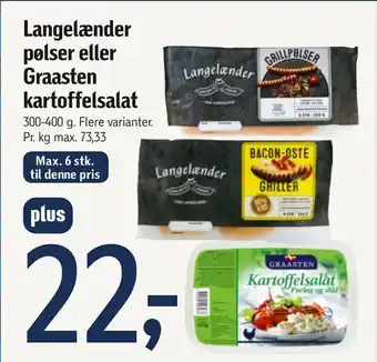 Føtex Langelænder pølser eller Graasten kartoffelsalat tilbud