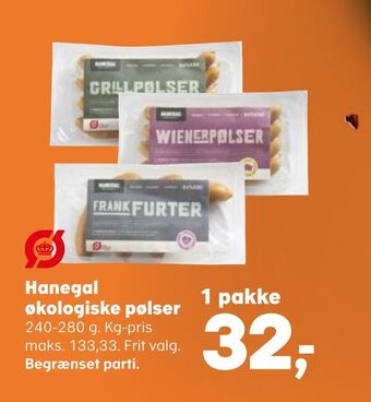 Kvickly Hanegal økologiske pølser tilbud