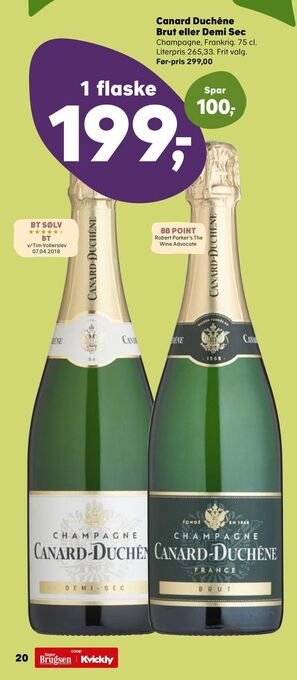 Kvickly Canard Duchêne Brut eller Demi Sec tilbud