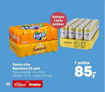 Kvickly Fanta eller Ramlösa 23-pak tilbud