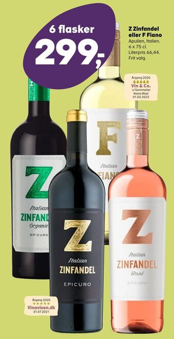 Kvickly Z Zinfandel eller F Fiano tilbud