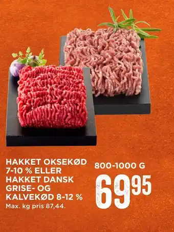 MENY Hakket oksekød 7-10 % eller hakket dansk grise- og kalvekød 8-12 % tilbud