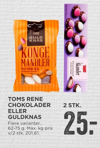 MENY Toms rene chokolader eller guldknas tilbud