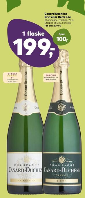 SuperBrugsen Canard Duchêne Brut eller Demi Sec tilbud