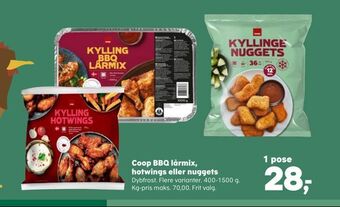 SuperBrugsen Coop BBQ lårmix, hotwings eller nuggets tilbud