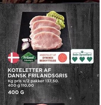 MENY Koteletter af dansk frilandsgris tilbud