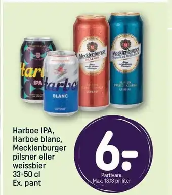 REMA 1000 Harboe IPA, Harboe blanc, Mecklenburger pilsner el. weissbier tilbud