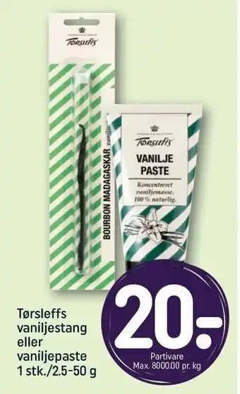 Tørsleffs vaniljestang el. vaniljepaste