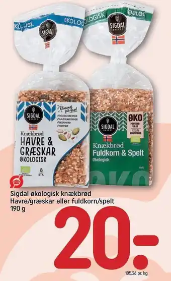 REMA 1000 Sigdal øko knækbrød tilbud