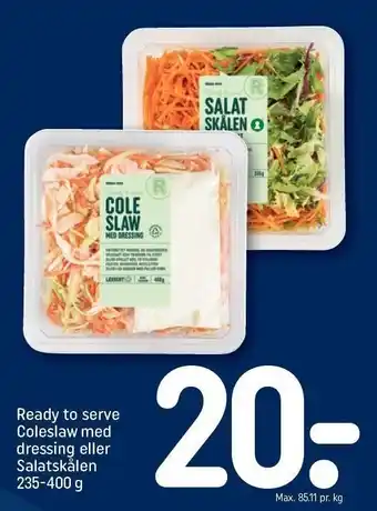 REMA 1000 Ready to serve Coleslaw m. dressing el. Salatskålen tilbud