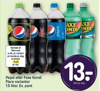 REMA 1000 Pepsi el. Faxe Kondi tilbud