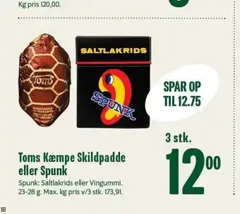 Min Købmand Toms kæmpe skildpadde el. spunk 3. stk. tilbud