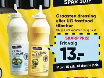 Bilka Graasten dressing el. UG fastfood tilbehør tilbud