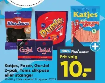 Bilka Katjes, Fazer, Ga-Jol 2-pak, Toms slikpose el. stænger - Bilka Plus-medlem tilbud