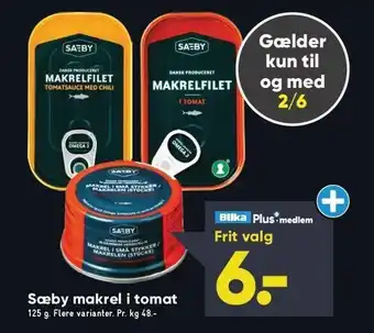 Bilka Sæbyy makrel i tomat - Bilka Plus-medlem tilbud