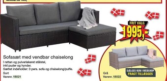 Sofasæt med vendbar chaiselong