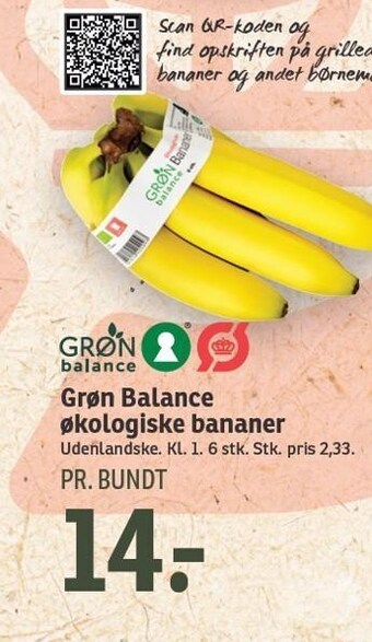 SPAR Grøn balance økologiske bananer tilbud