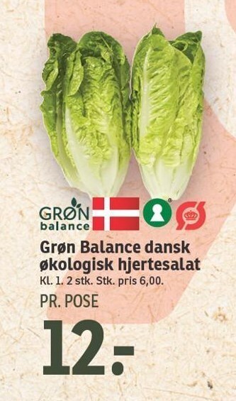 SPAR Grøn balance dansk økologisk hjertesalat tilbud