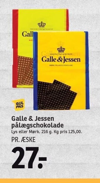 SPAR Galle & Jessen pålægschokolade tilbud