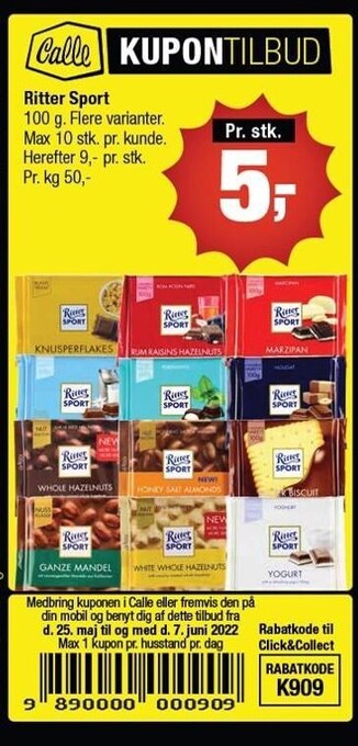 Calle RItter sport tilbud
