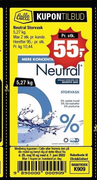 Calle Neutral storvask tilbud