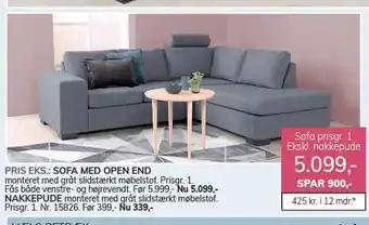 Daells Bolighus Sofa med open end prisgr. 1 - ekskl. nakkepude tilbud