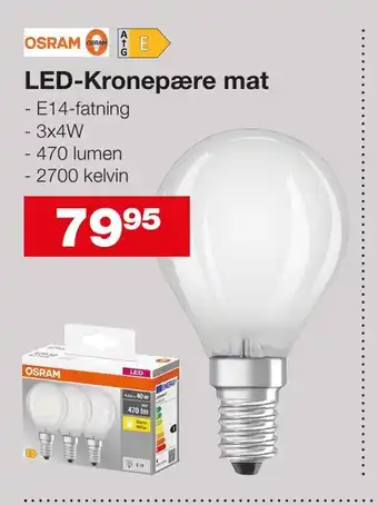 Bauhaus LED-Kronepære mat tilbud
