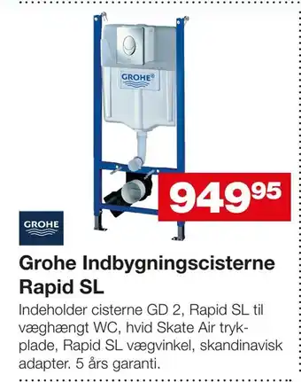 Bauhaus Grohe Indbygningscisterne Rapid SL tilbud