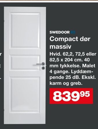 Bauhaus Compact dør massiv tilbud