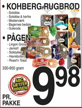 ABC Lavpris Kohberg rugbrød • pågen tilbud