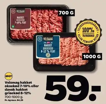 Netto Velsmag hakket oksekød 7-10% el. dansk hakket grisekød 8-12% tilbud