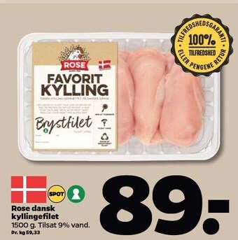 Netto Rose dansk kyllingefilet tilbud