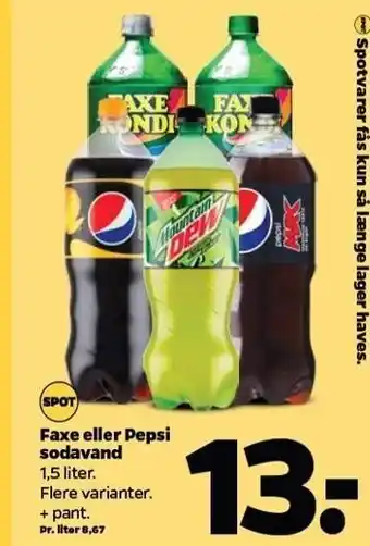 Netto Faxe eller Pepsi sodavand 1,5 L - Flere varianter tilbud