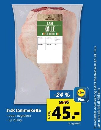 Lidl Irsk lammekølle tilbud